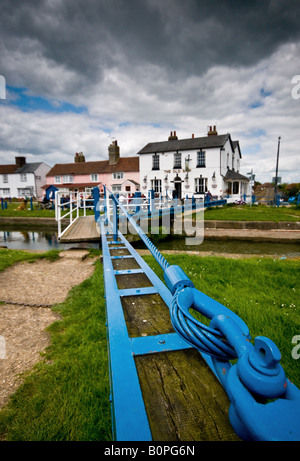 The lock gates near the Old Ship Inn at Heybridge Basin in Essex. Stock Photo