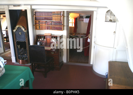 Inside HMB Endeavour replica Captain Cooks ship outside the Maritime Museum Darling Harbour Sydney New South Wales Australia Stock Photo