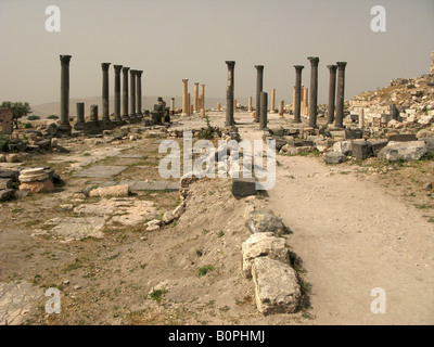 Ancient Roman ruins in the antique city of Umm Qais, North Jordan, Middle East Stock Photo