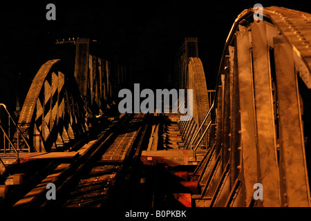 Bridge over the river kwai at night. Kanchanaburi, Thailand. Stock Photo