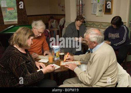 Bingo night rural Britain, The Bricklayers Arms a country pub at Old Leake, Boston. The Fens Lincolnshire UK 2000s 2008 HOMER SYKES. Stock Photo