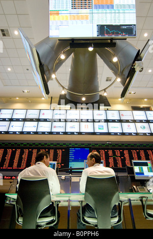 Stock brokers operate at Bovespa Sao Paulo Brazil 02 08 08 Stock Photo