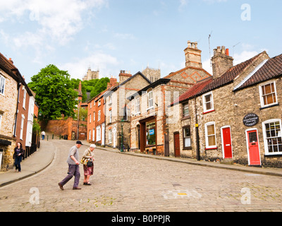 Steep Hill in Lincoln city, England, UK Stock Photo