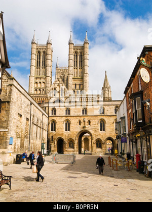 Exchequer Gate and Lincoln Cathedral Lincoln city England UK Stock Photo