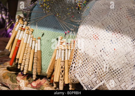 Lace making Torremolinos Costa del Sol Malaga Spain Stock Photo