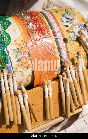 Lace making Torremolinos Costa del Sol Malaga Spain Stock Photo