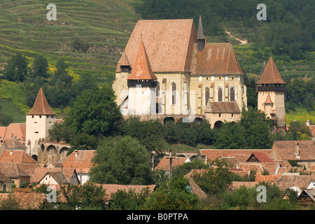 Fortified church in the village of Biertan Stock Photo