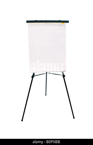 A blank flip chart pad and easel for use with any advertising inference with available copy space Stock Photo