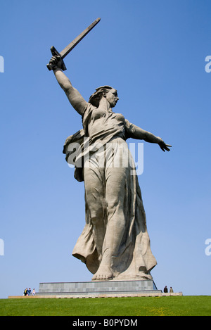 Motherland Calling statue on summit of Mamayev Kurgan, marking Red Army dead from the siege of Stalingrad, Volgograd, Russia Stock Photo