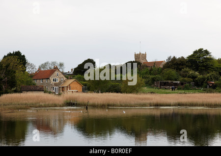 A view of the church on the River Yar, Yarmouth, Isle of Wight Stock Photo
