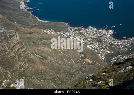 View from Table Mountain onto Camps Bay Stock Photo