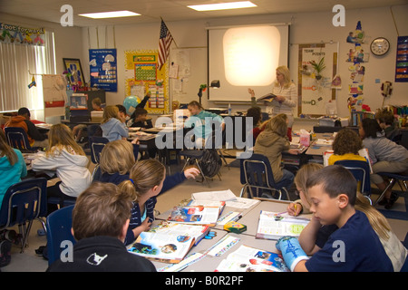 Fourth grade classroom with teacher and students in Tampa Florida Stock Photo