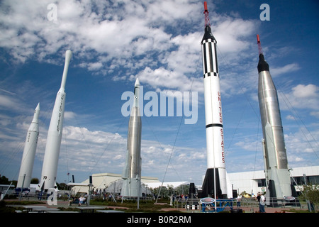 Rocket Garden at the Kennedy Space Center Visitor Complex in Cape Canaveral Florida Stock Photo