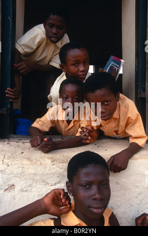 Group of boys at Okuapemman School Akropong in Ghana Stock Photo