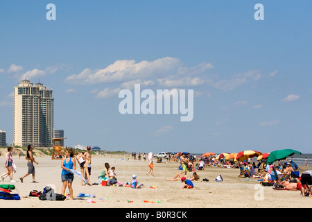 Galveston Beach on the Gulf of Mexico in Galveston Texas Stock Photo