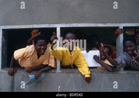 Group of boys at Okuapemman School Akropong in Ghana Stock Photo