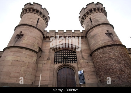 The entrance gate of the Victorian jail HMP Leicester Prison in Welford Road Leicester Stock Photo