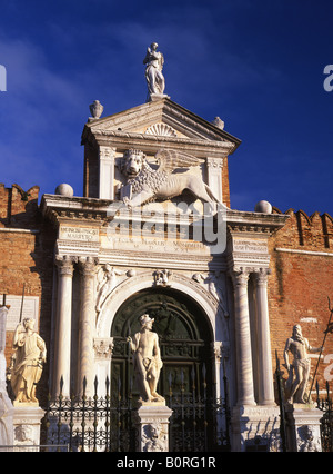 Arsenale gateway Castello sestier Venice Veneto Italy Stock Photo