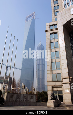 modern skyscrapers and mainland Chinas highest building the International Finance Center in Pudong New Area Shanghai China Stock Photo