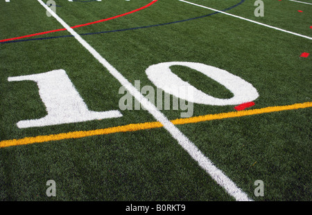 10 yard line on the football field Stock Photo