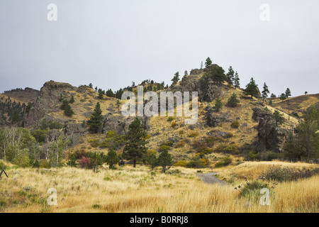 Charming low hills in a valley of the river Missouri in the USA Stock Photo