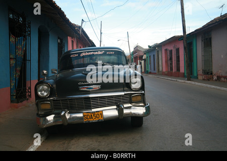 Vintage car in the streets of Trinidad, Sancti-Spíritus Province, Cuba, Latin America Stock Photo