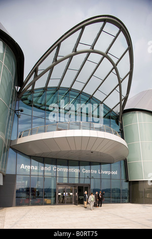 The Liverpool Echo Arena and BT conference centre in the Albert Dock area of Liverpool alongside the River Mersey Stock Photo