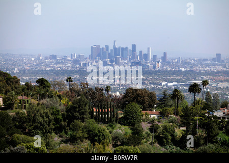 View of downtown Los Angeles from Beverly Hills, USA. Stock Photo