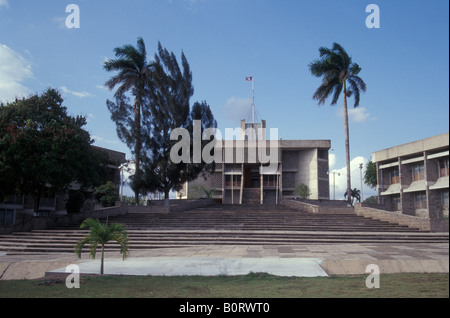 National Assembly and other government buildings on Independence Plaza in Belmopan, the capital city of Belize Stock Photo