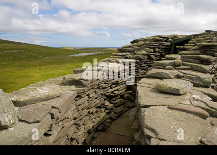 Mousa Broch on the Isle of Mousa, Shetland Islands, Scotland, UK Stock Photo