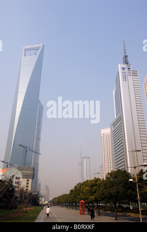 modern skyscrapers and mainland Chinas highest building the International Finance Center in Pudong New Area Shanghai China Stock Photo