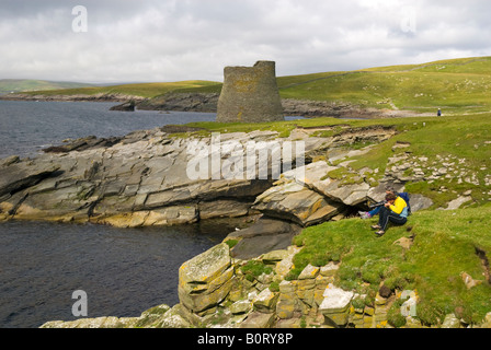 Mousa Broch on the Isle of Mousa, Shetland Islands, Scotland, UK Stock Photo