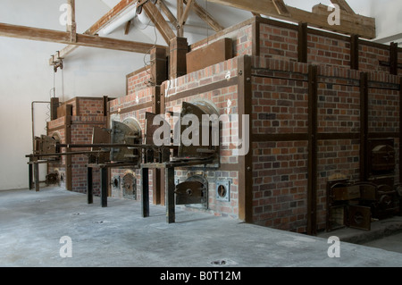 The crematorium ovens used by the Nazis in Dachau concentration camp, Bavaria, Germany Stock Photo