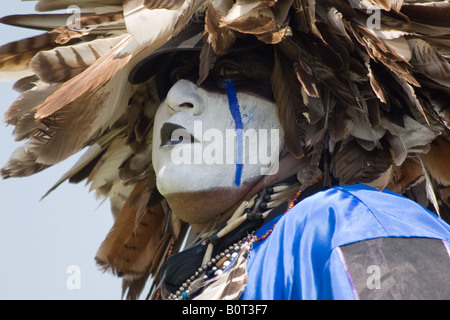 Eagle Tail, a Native American from the Micmac Indian Tribe of Canada, dances at a Native American powwow in Virginia Beach, VA. Stock Photo