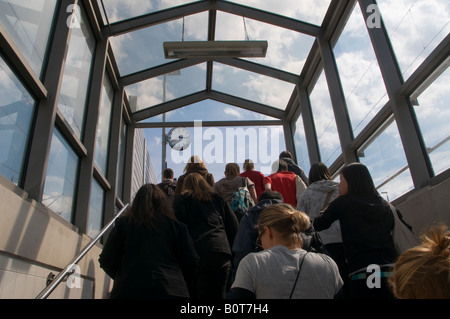 People leaving metro station in Dachau town Germany Stock Photo