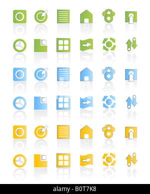 Vector illustration of a modern icon set collection in three different colors Stock Photo