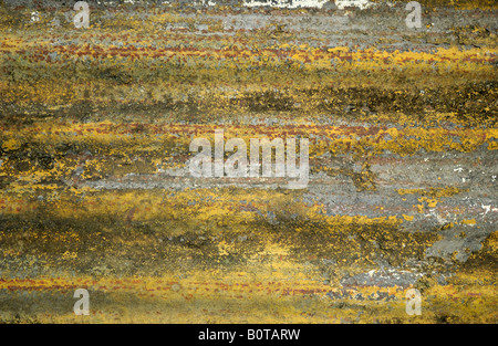 rusty corrugated sheet metal with different brown and yellow colors background Stock Photo
