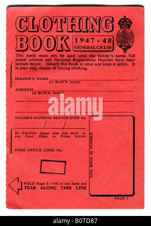 British clothing ration book from the period 1947 to 1948. Stock Photo