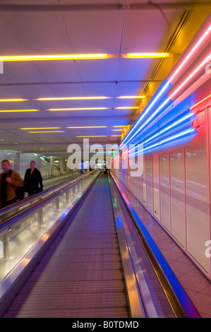 Moving walkways in Munich International Airport terminal Germany Stock Photo