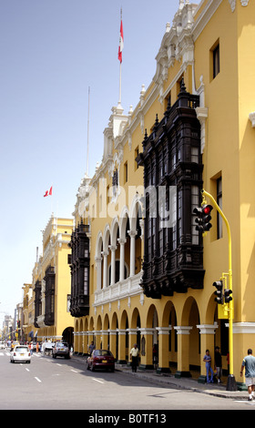 City Hall (Municipalidad), Plaza Major, Lima, Peru Stock Photo