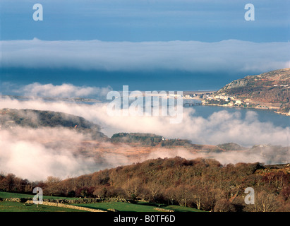 View to Barmouth across aber Mawddach. Snowdonia National Park. Wales. Stock Photo