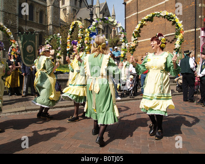 sweeps festival morris trditional dancers dancing  rochester kent Stock Photo