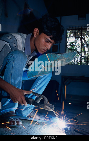 Rural welding and metal workshop supported by christian aid in rural Bangladesh Stock Photo