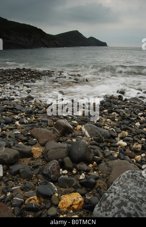 Stormy view to Cambeak from Crackington Haven, North Cornwall, England, UK. Stock Photo