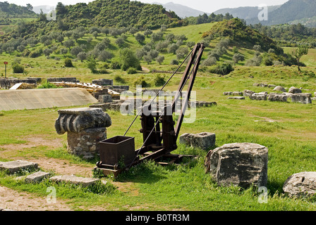 Historical crane from 1914 Princeton University excavation in the temple of Artemis Sardes Turkey Stock Photo