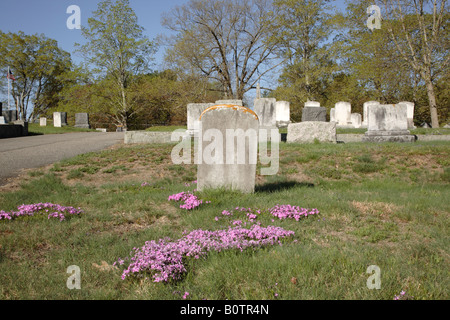 New England graveyard during the spring months Stock Photo