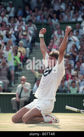 Wimbledon mens final 1991 Michael Stich celebrates his victory Stock Photo