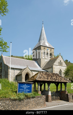 The parish church of All Saints, East Meon, Hampshire in the diocese of Portsmouth Stock Photo