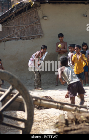 Rural cricket in a village in Bangladesh Stock Photo