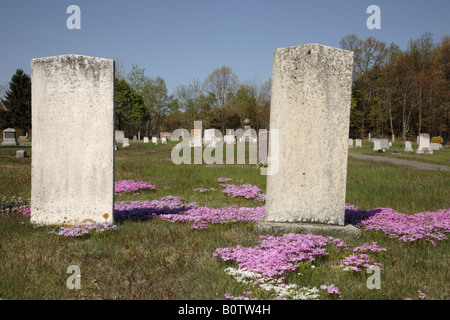 New England graveyard during the spring months Stock Photo